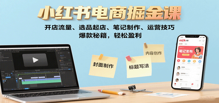 小红书电商掘金课：开店流量、选品起店、笔记制作、运营技巧，爆款秘籍，轻松盈利-资源大汇总