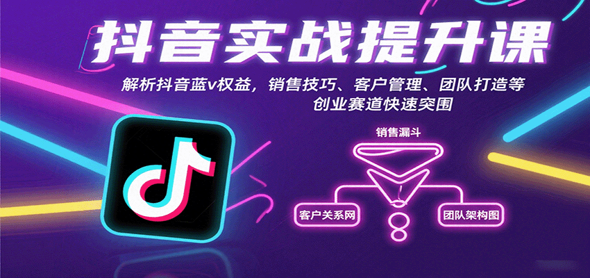 抖音实战提升课：解析抖音蓝v权益，销售技巧、客户管理、团队打造等创业赛道快速突围-资源大汇总