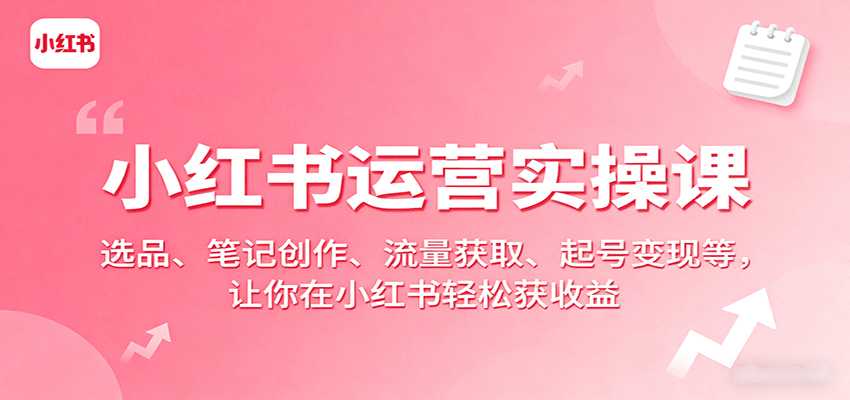 小红书运营实操课：选品、笔记创作、流量获取、起号变现等，让你在小红书轻松获收益-资源大汇总