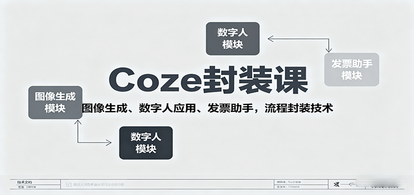 Coze封装课，图像生成、数字人应用、发票助手，流程封装技术-资源大汇总