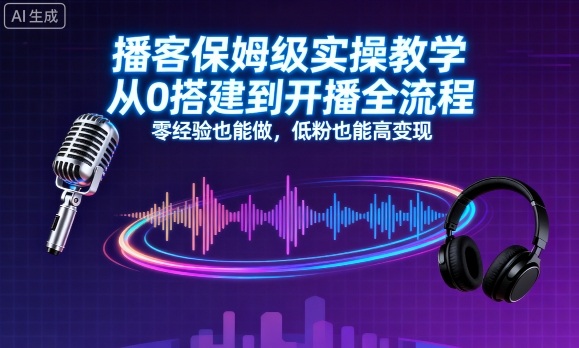 播客保姆级实操教学，从0搭建到开播全流程，零经验也能做，低粉也能高变现-资源大汇总