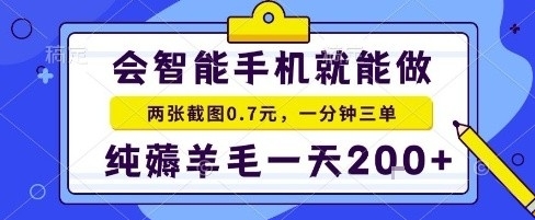 手机项目，二十秒一单，纯薅羊毛一天2张+做就有【揭秘】-资源大汇总