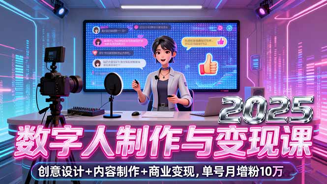 2025数字人制作与变现课，创意设计+内容制作+商业变现，单号月增粉10万+-资源大汇总