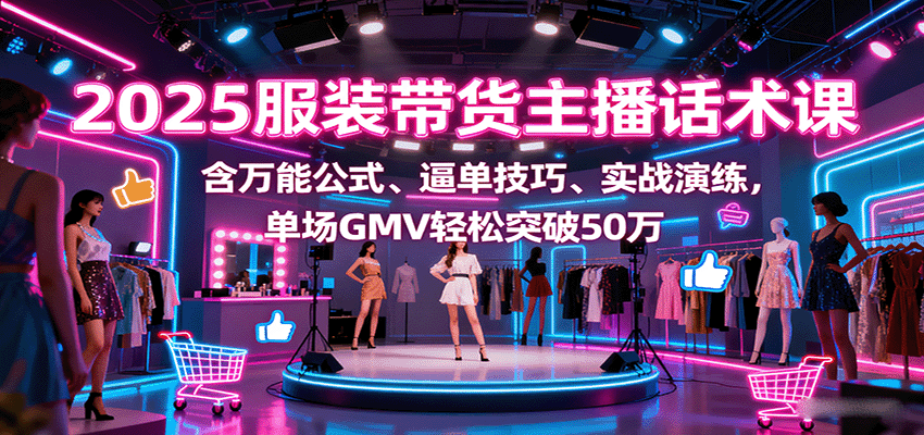 2025服装带货主播话术课，含万能公式、逼单技巧、实战演练，单场GMV轻松突破50万-资源大汇总