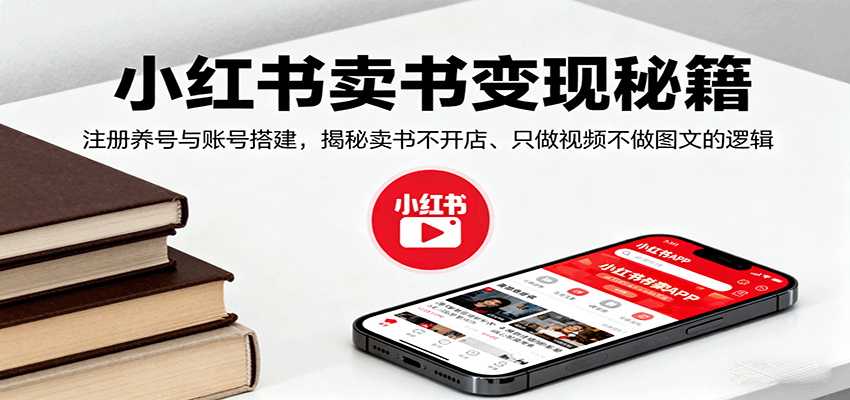 小红书卖书变现秘籍，注册养号与账号搭建，揭秘卖书不开店、只做视频不做图文的逻辑-资源大汇总