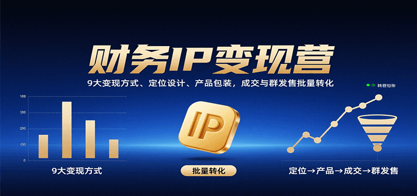 财务IP变现营：9大变现方式、定位设计、产品包装，成交与群发售批量转化-资源大汇总
