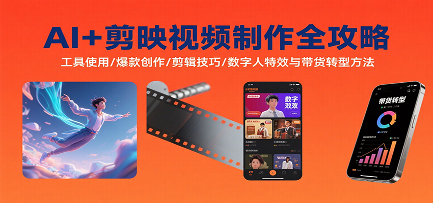 AI+剪映视频制作全攻略：工具使用/爆款创作/剪辑技巧/数字人特效与带货转型方法-资源大汇总