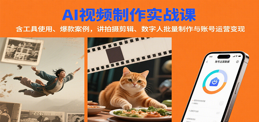 AI视频制作实战：含工具使用、爆款案例，讲拍摄剪辑、数字人批量制作与账号运营变现-资源大汇总