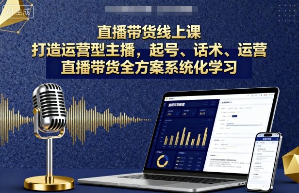 直播带货线上课，打造运营型主播，起号、话术、运营，直播带货全方案系统化学习-资源大汇总