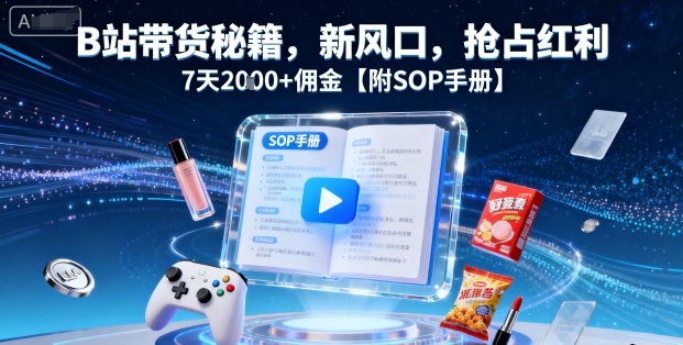 B站带货秘籍，新风口，抢占红利，7天2k+佣金【附SOP手册】-资源大汇总