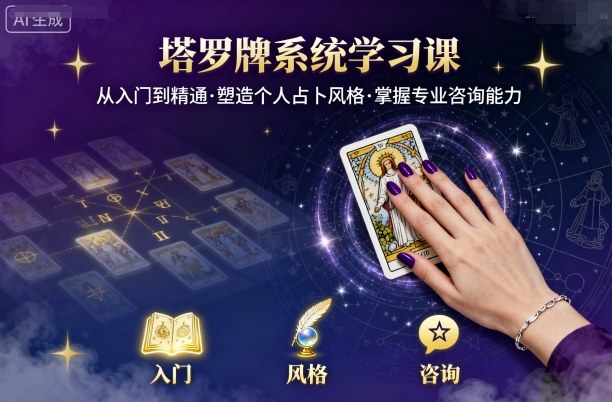 塔罗牌系统学习课，助你从入门到精通，塑造个人占卜风格，掌握专业咨询能力-资源大汇总
