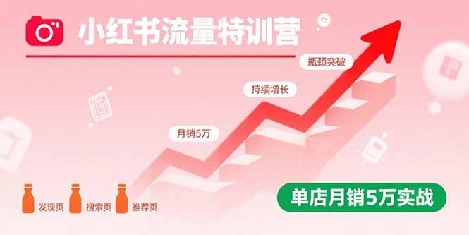 小红书流量特训营：突破流量瓶颈，实现店铺持续增长，单店月销5万实战-资源大汇总