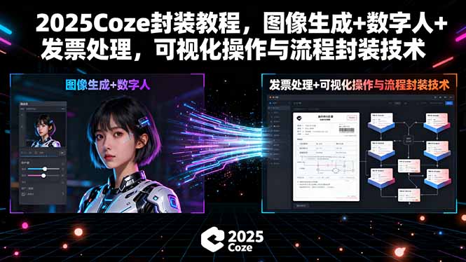 2025Coze封装教程，图像生成+数字人+发票处理，可视化操作与流程封装技术-资源大汇总
