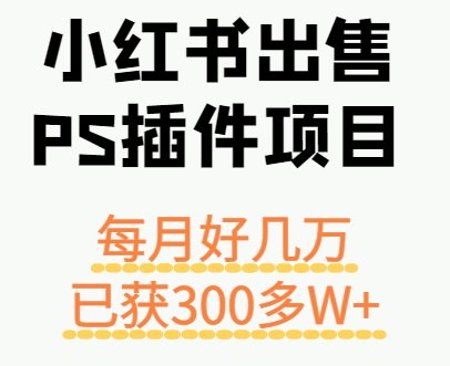 小红书出售PS插件项目，每月都收入好几万，长期操作已获利300多W+-资源大汇总
