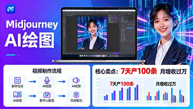 AI绘图照片开口说话视频制作：Midjourney+数字人，7天产100条月增收过万-资源大汇总