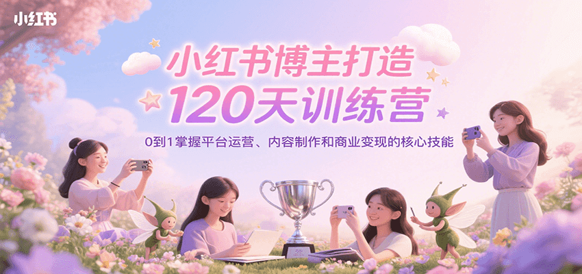 小红书博主打造120天训练营，0到1掌握平台运营、内容制作和商业变现-资源大汇总