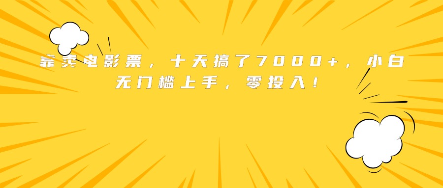 靠卖电影票，十天搞了7000+，小白无门槛上手，零投入！-资源大汇总