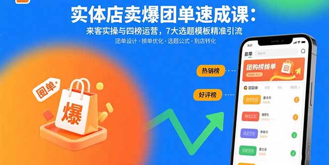 实体店卖爆团单速成课：来客实操与四榜运营，7大选题模板精准引流-资源大汇总