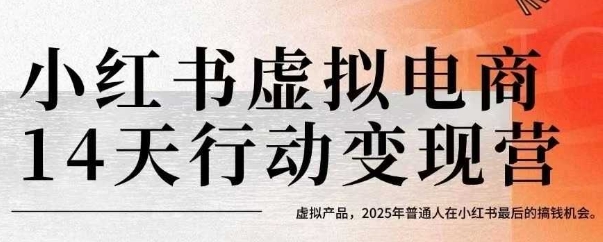 小红书虚拟电商14天变现训练营，虚拟产品，2025年普通人在小红书最后的搞钱机会(更新)-资源大汇总