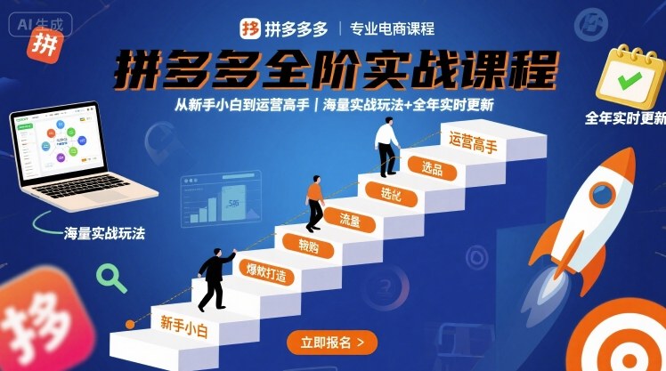 拼多多全阶实战课程，从新手小白到运营高手，海量实战玩法+全年实时更新【2025年9月更新】-资源大汇总