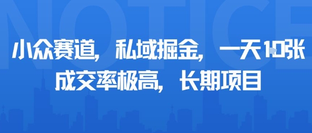 小众赛道，私域掘金，一天多张，成交率极高，长期项目-资源大汇总