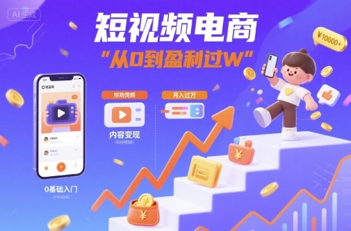 短视频电商：短视频变现从0到盈利过W-资源大汇总
