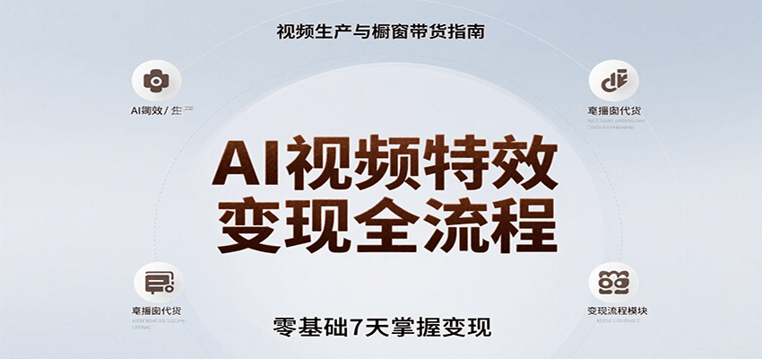 AI视频特效变现全流程，零基础7天掌握视频生产到橱窗带货变现-资源大汇总
