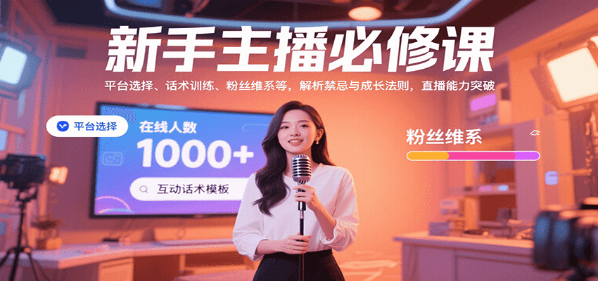 新手主播必修课：平台选择、话术训练、粉丝维系等，解析禁忌与成长法则，突破直播能力-资源大汇总