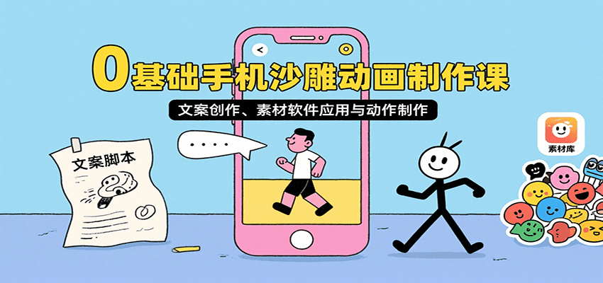 0基础手机沙雕动画制作课，文案创作、素材软件应用与动作制作-资源大汇总