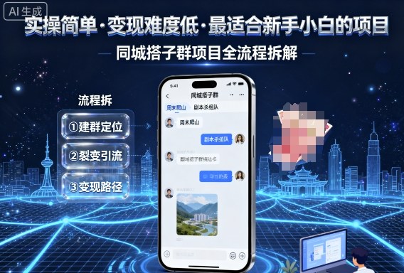 实操简单，变现难度低，最适合新手小白做的项目，每天轻松收入3张，同城搭子群项目全流程拆解-资源大汇总