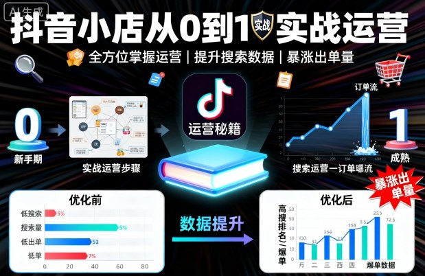抖音小店从0到1实战运营，帮你全方位掌握小店运营，提升搜索数据与出单量-资源大汇总