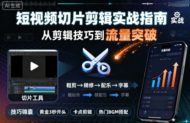短视频切片剪辑实战指南，从剪辑技巧到流量突破-资源大汇总