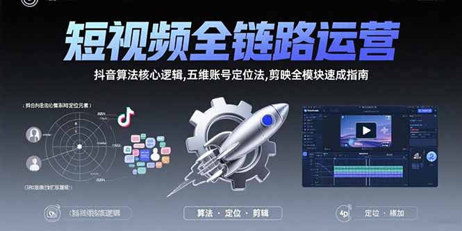 短视频全链路运营：抖音算法核心逻辑,五维账号定位法,剪映全模块速成指南-资源大汇总