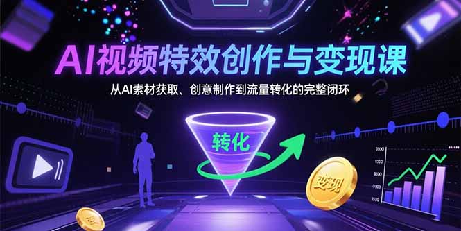 AI视频特效创作与变现课：从AI素材获取、创意制作到流量转化的完整闭环-资源大汇总