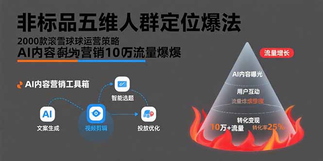 非标品五维人群定位法，2000款滚雪球运营策略，AI内容营销10万流量引爆-资源大汇总