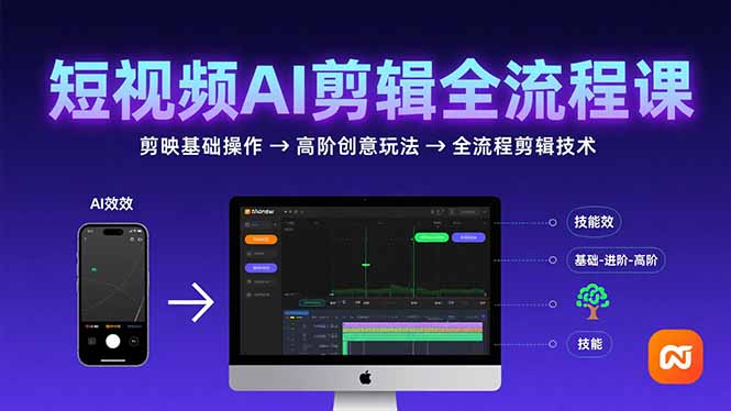 短视频AI剪辑技能，从剪映基础操作到高阶创意玩法，全流程剪辑技术-资源大汇总