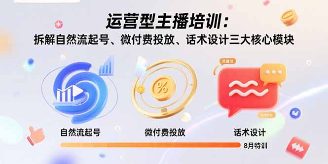 运营型主播培训：拆解自然流起号、微付费投放、话术设计三大核心模块-8月-资源大汇总