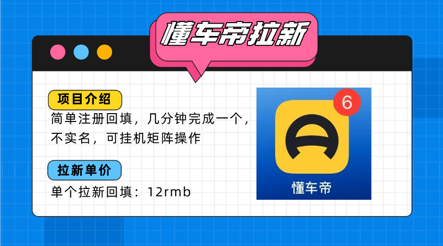 懂车帝邪修拉新玩法，简单注册回填，不sm，单个拉新12rmb，轻松日入200+-资源大汇总