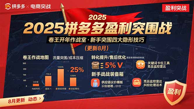2025拼多多盈利突围战：卷王开年作战室，新手突围四大隐形技巧(更新8月-资源大汇总