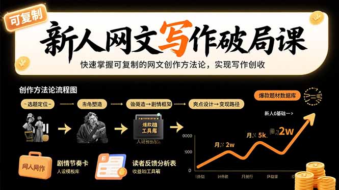 新人网文写作破局课：快速掌握可复制的网文创作方法论，实现写作创收-资源大汇总