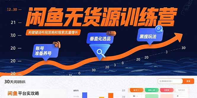 闲鱼无货源训练营：账号准备养号/垂直化选品/黑搜玩法，0基础30天盈利指南-资源大汇总