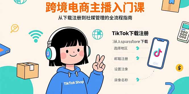 跨境电商主播入门课，TikTok下载注册，支付工具配置，社媒账号管理全流程-资源大汇总