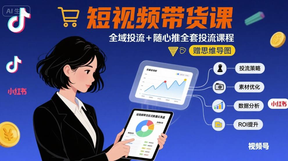 最新短视频带货课，全域投流+随心推全套投流课程+思维导图-资源大汇总