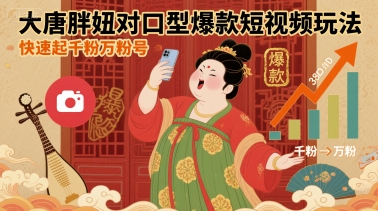 大唐胖妞对口型爆款短视频玩法，快速起千粉万粉号-资源大汇总