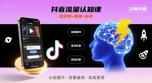 抖音流量认知课，短视频+直播+私域，认知提升，闪电开悟-资源大汇总