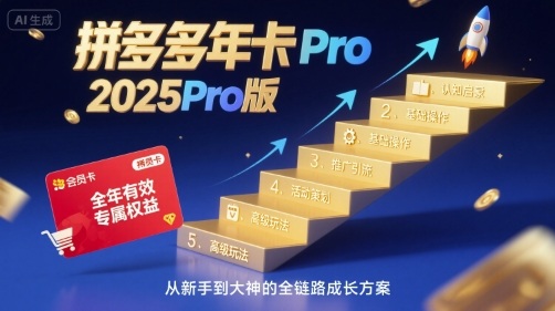拼多多年卡2025Pro版，五大板块从认知到基础、从推广到活动、从活动到玩法-资源大汇总