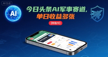今日头条AI军事赛道，单日收益多张 ，手机可做【附指令】-资源大汇总