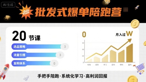批发式爆单陪跑营，20节课带你实现批发式爆单，带你经松月入过W-资源大汇总
