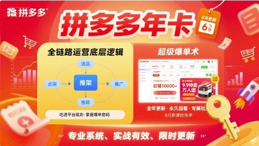 拼多多年卡【8月更新6节】拼多多全链路运营底层逻辑，超级爆单术-资源大汇总