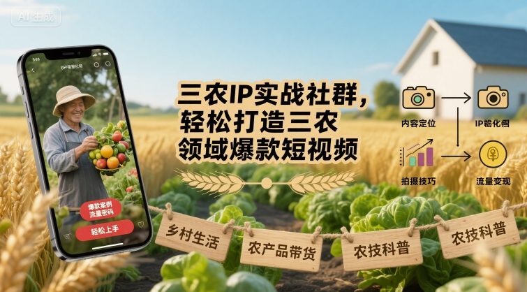 三农IP实战社群，轻松打造三农领域爆款短视频-资源大汇总
